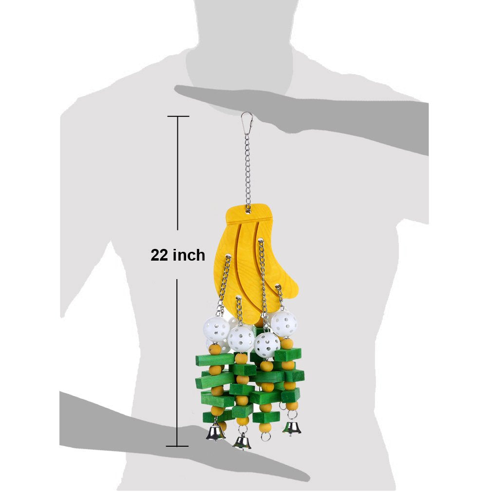 KINTOR Bird Chewing Toy Large Medium Parrot Cage Bite Toys African Grey Macaws Cockatoos Eclectus Amazon (Banana-22inch)